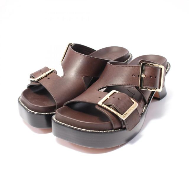 ロエベ LOEWE イーズ ヒール スライド ミュール 靴 レザー レディース ブラウン系 L814465X83601537 【新品】