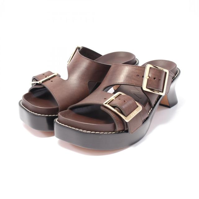 ロエベ LOEWE イーズ ヒール スライド ミュール 靴 レザー レディース ブラウン系 L814465X83601538 【新品】