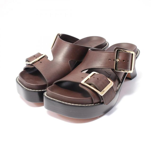 ロエベ LOEWE イーズ ヒール スライド ミュール 靴 レザー レディース ブラウン系 L814465X83601540 【新品】