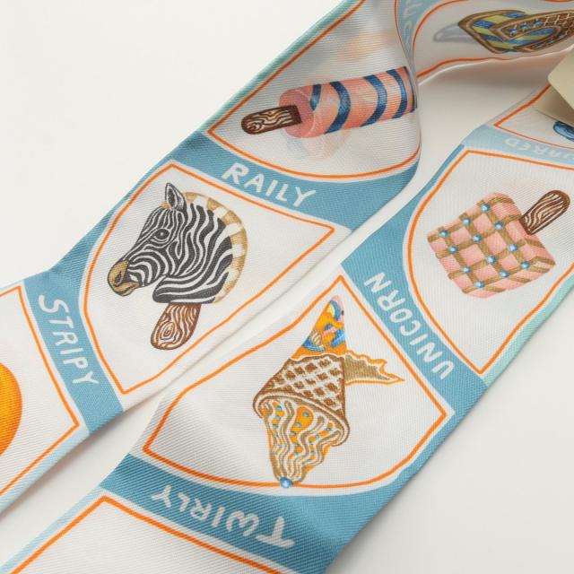 エルメス HERMES ツイリー Funny Ice Cream スカーフ 衣料品 シルク シルク レディース ブラウン系 / マルチカラー 【中古】 エルメス HERMES ツイリー Funny Ice Cream スカーフ 衣料品 シルク