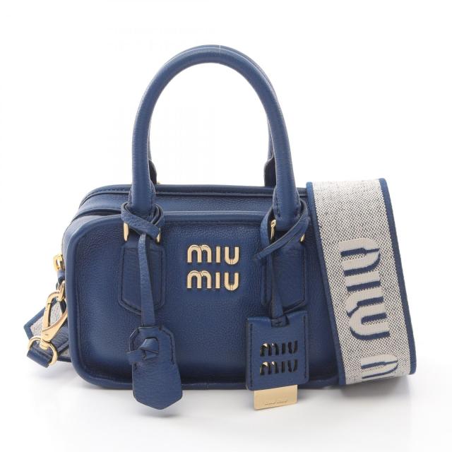 ミュウ ミュウ Miu Miu VIT.DAINO SOFT ハンドバッグ バッグ レザー レディース ブルー系 【中古】