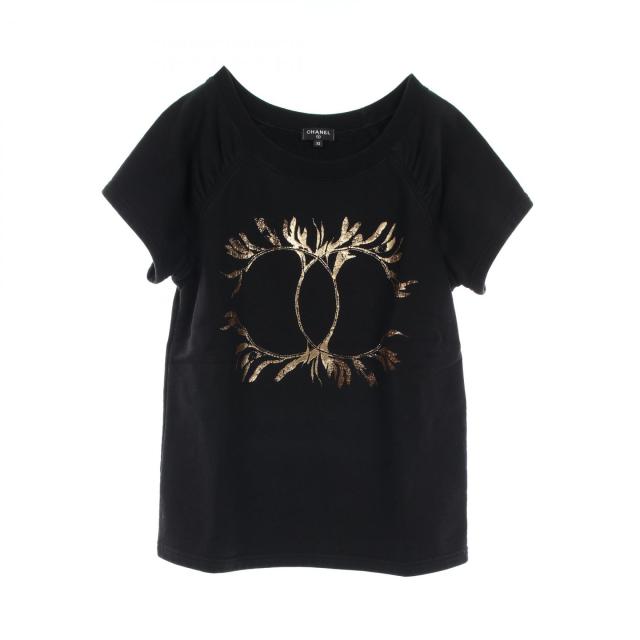 シャネル CHANEL ココマーク カットソー 衣料品 トップス コットン レディース ブラック系 / ゴールド系 P57840K07626 18C 【中古】
