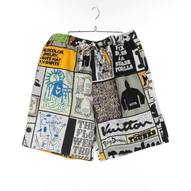 ルイ・ヴィトン LOUIS VUITTON ドローストリングショーツ LVファンジン パンツ 衣料品 ボトムス シルク ナイロン メンズ ホワイト系 / ブラック系 / マルチカラー RM241M FWB HQP04W 【中古】