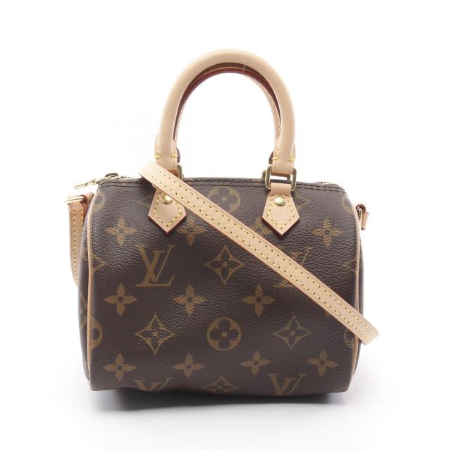 ルイ・ヴィトン LOUIS VUITTON ナノスピーディ ショルダーバッグ バッグ PVCコーティングキャンバス レザー モノグラム レディース ブラウン系 M61252 【中古】