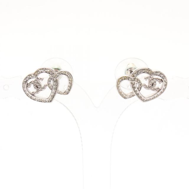 CHANEL クリスタルハート ピアス CHANEL シャネル ココマークハートピアス メタル(GP)/クリスタル【431