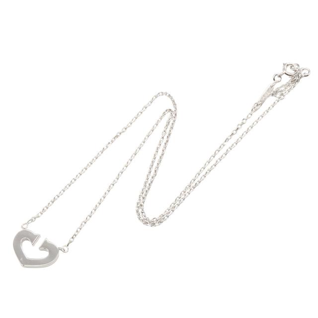 カルティエ Cハート ネックレス/ペンダント K18WG ホワイトゴールド 中古 カルティエ Cハート ネックレス 18金 K18ホワイトゴールド レディース