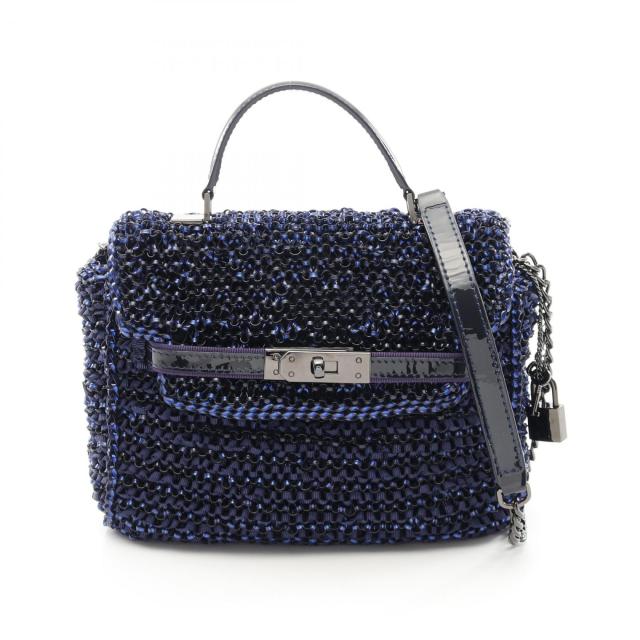 アンテプリマ ANTEPRIMA ケイト ミディアム ハンドバッグ バッグ PVCコーティングキャンバス パテントレザー ファブリック レディース ブルー系 PB15FDP1F4 【中古】