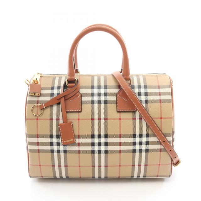 バーバリー BURBERRY ヴィンテージチェック ハンドバッグ バッグ レザー PVCコーティングキャンバス レディース ベージュ系 / ブラウン系 8092085 【新品】
