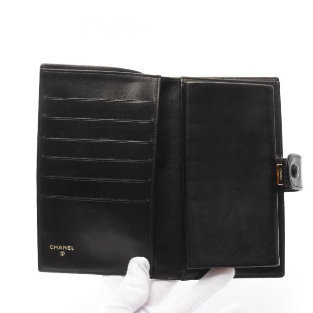 CHANEL シャネル 二つ折り長財布 A01429 ブラック キャビアスキン