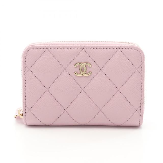 シャネル CHANEL クラシック ジップ パース マトラッセ ケース 財布 カーフ（牛革） レディース ピンク系 AP0216 【中古】