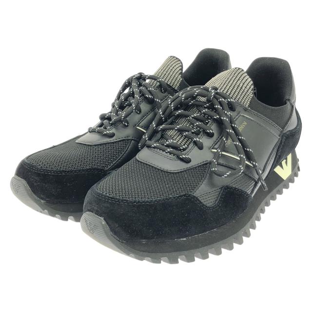 エンポリオ・アルマーニ Emporio Armani X4X616 レザー スニーカー ブラック スニーカー 靴 ファブリック メンズ レディース ブラック系 【中古】