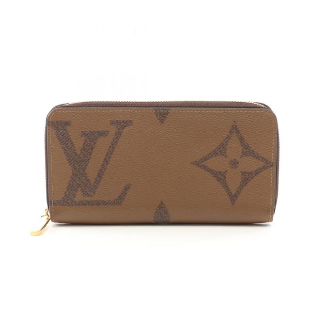 ルイ・ヴィトン LOUIS VUITTON ジッピーウォレット モノグラムジャイアントリバース ラウンド長財布 財布 PVCコーティングキャンバス レザー レディース ブラウン系 M69353 【中古】