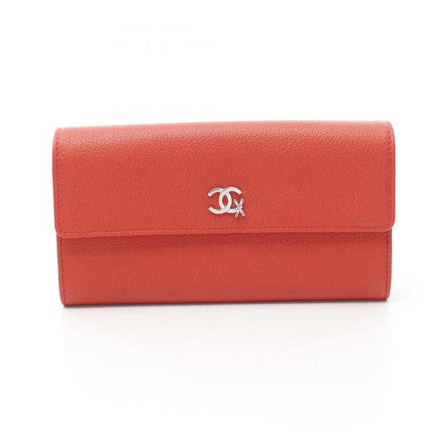 ・CHANEL二つ折り 長財布 鑑定済み 美品 レッド ココボタン シャネル CHANEL シャネル ココボタン 長財布 レッド レディース ブランド