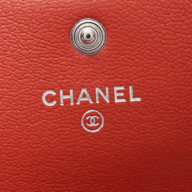 CHANEL 長財布 フラップ ビコローレ ココマーク がま口 レザー レッド シャネル ビコローレ マトラッセ ココマーク カーフ 長財布