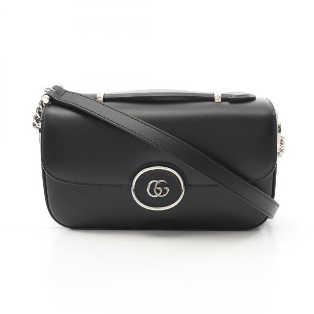 グッチ GUCCI ダブルG ショルダーバッグ バッグ レザー レディース ブラック系 739722 【中古】