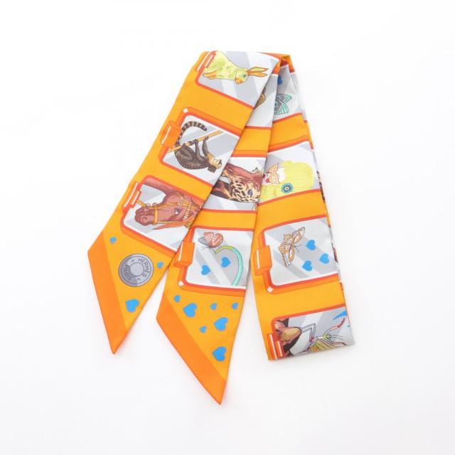 エルメス HERMES ツイリー スカーフ シルク オレンジ系マルチカラー