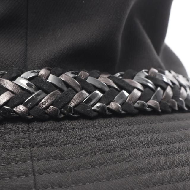 エルメス HERMES ハット 帽子 レザー コットン レディース
