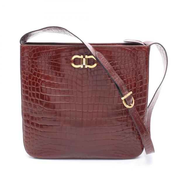 サルヴァトーレフェラガモ Salvatore Ferragamo ガンチーニ ショルダーバッグ バッグ レザー レディース ブラウン系 21 6241 【中古】