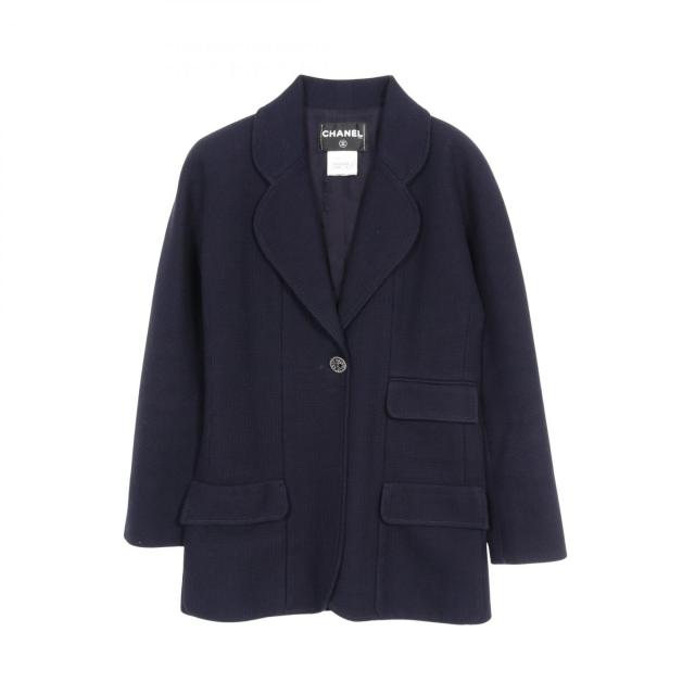 シャネル CHANEL テーラードジャケット 衣料品 アウター コットン レディース ネイビー系 P47510V35226 【中古】