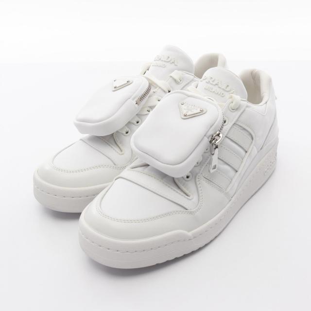 プラダ PRADA PRADA × adidas Re-Nylon FORUM LOW フォーラム スニーカー 靴 レザー ファブリック メンズ ホワイト系 2EG390 【中古】