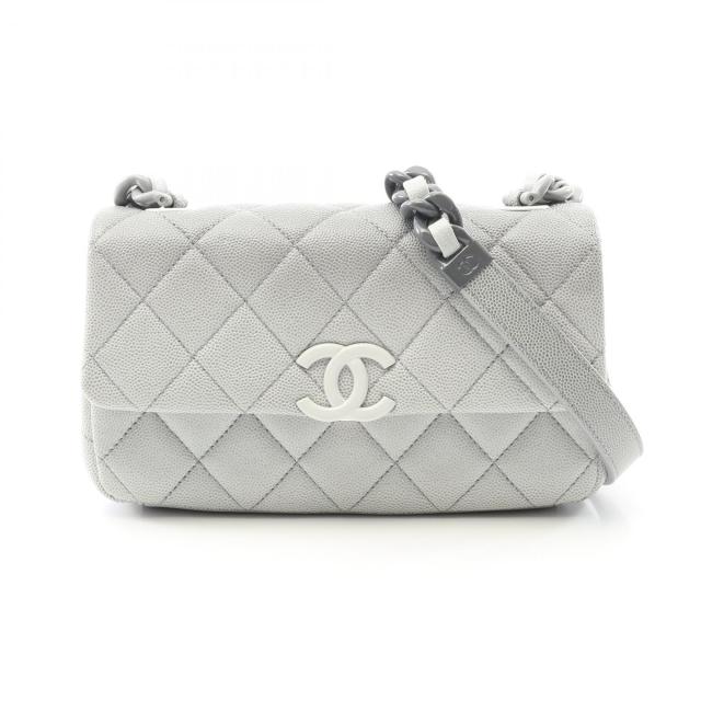 シャネル CHANEL ミニマトラッセ ショルダーバッグ バッグ カーフ（牛革） レディース グレー系 AS4598 【中古】