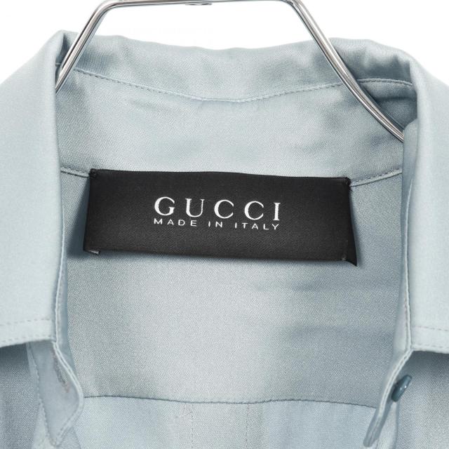 グッチ GUCCI グログランボウタイ付き ブラウス シャツ シルク ライトブルー 400157 レディース 中古 グッチ GUCCI グログランボウタイ付き 衣料品 トップス シルク