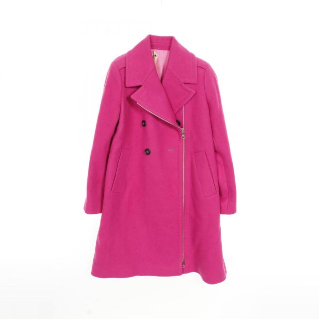 【BLEU RUBAN】 春秋に活躍！ Herno ノーカラーコート 美品♡ヘルノ ノーカラー ステンカラーコート ダブルジップ ピンク 40