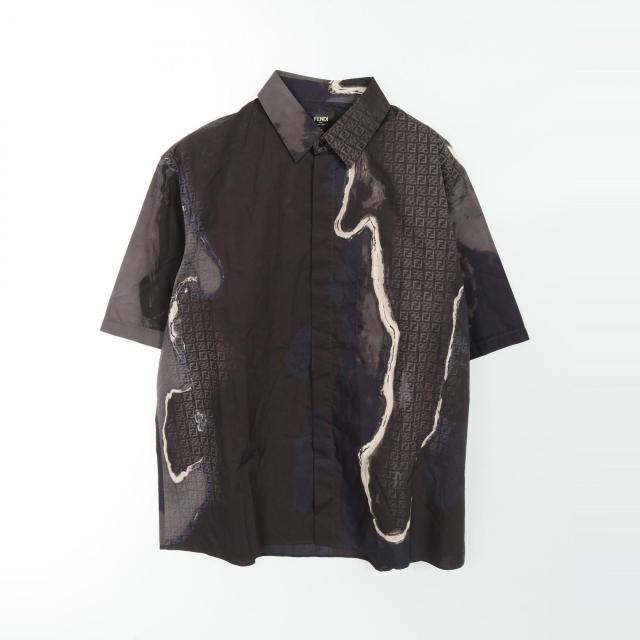 フェンディ FENDI FFカーリグラフィ 衣料品 トップス コットン メンズ ブラック系 / グレー系 / ホワイト系 FS1022A906 【中古】