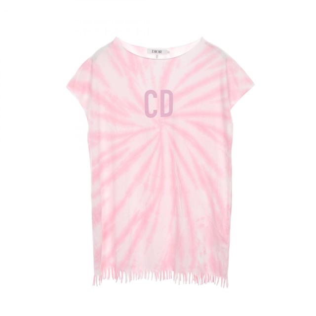 ディオール Dior CDロゴ タイダイ カットソー 衣料品 トップス コットン レディース ホワイト系 / ピンク系 2WBB13DRSF 【中古】