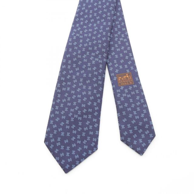 HERMES エルメス ネクタイ H柄 シルク ネイビー 極美品 HERMES  
