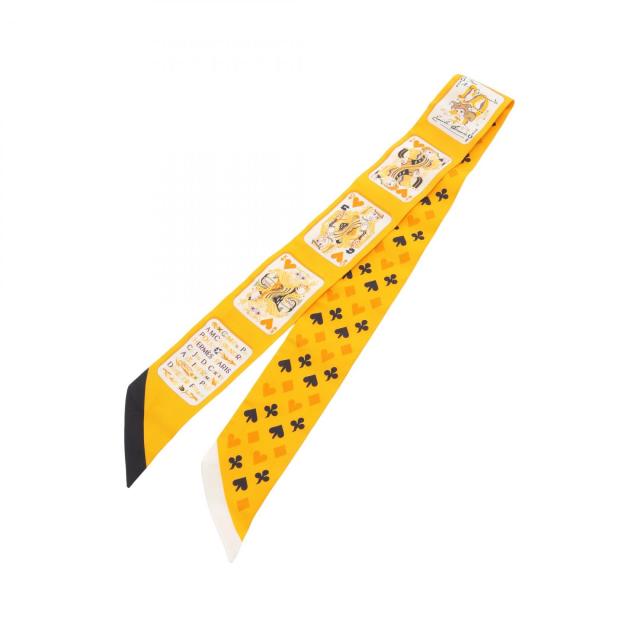 エルメス　ツイリー　イエロー HERMES エルメス スカーフ ツイリー 『FLEURS DE LOTUS(蓮の花