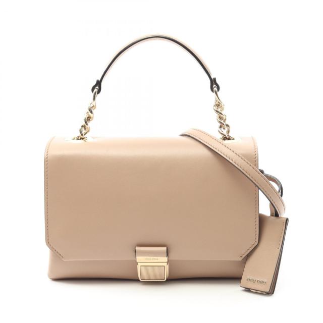ミュウ ミュウ Miu Miu ハンドバッグ バッグ レザー レディース ベージュ系 5BD017 【中古】