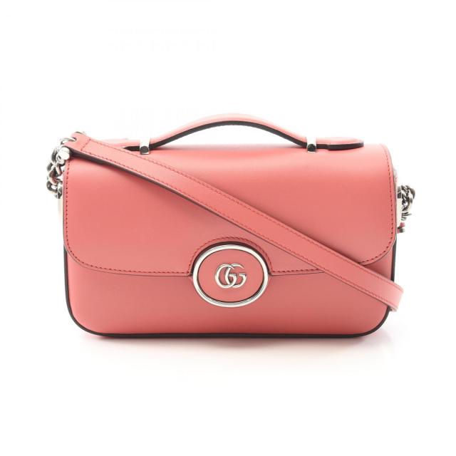 グッチ GUCCI ダブルG ショルダーバッグ バッグ レザー レディース ピンク系 739722 【中古】