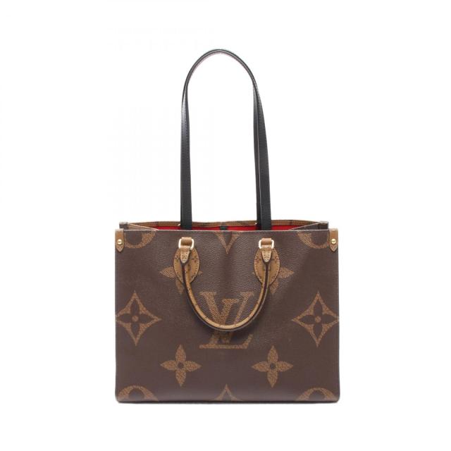 ルイ・ヴィトン LOUIS VUITTON オンザゴーMM モノグラムジャイアント リバース トートバッグ バッグ PVCコーティングキャンバス レザー レディース ブラウン系 / ベージュ系 M45321 【中古】