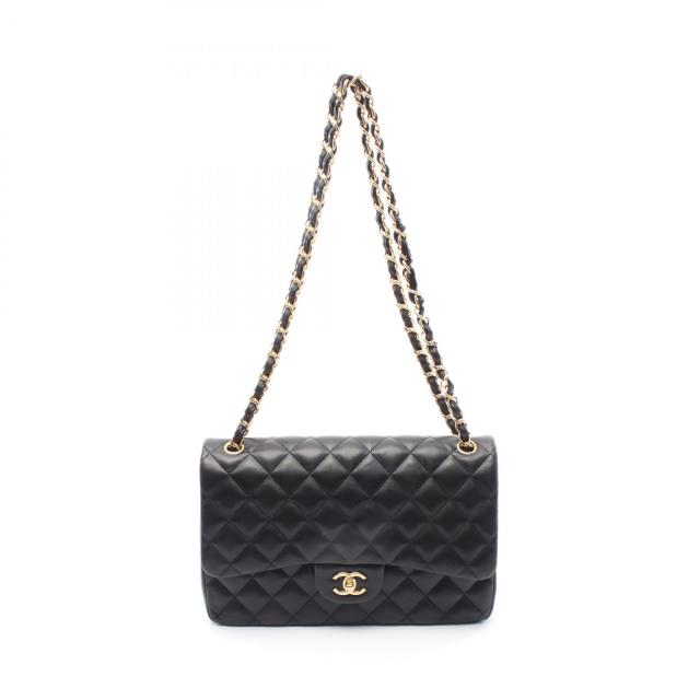 シャネル CHANEL デカマトラッセ30 クラシック ラージ Wフラップ ショルダーバッグ バッグ ラムスキン（羊革） レディース ブラック系 A58600 【中古】