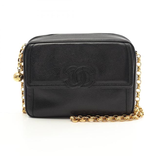 シャネル CHANEL ココマーク ショルダーバッグ バッグ レザー グレインドカーフスキン レディース ブラック系 02866 【中古】