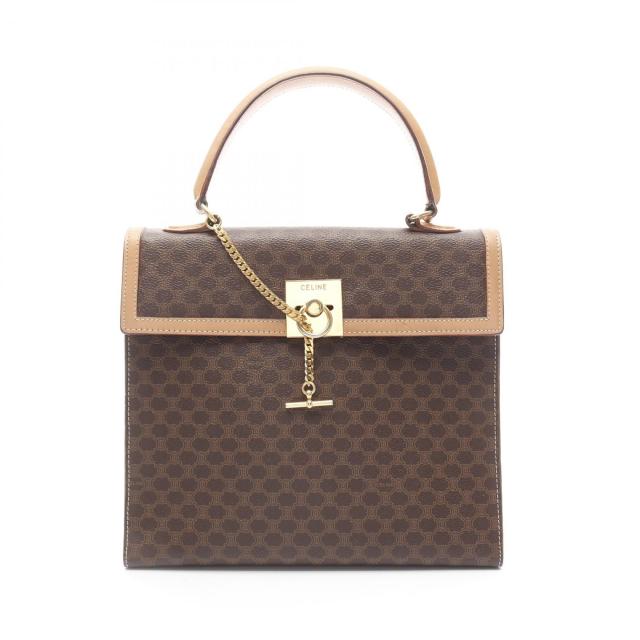 セリーヌ CELINE マカダム ハンドバッグ バッグ PVCコーティングキャンバス レザー レディース ブラウン系 【中古】