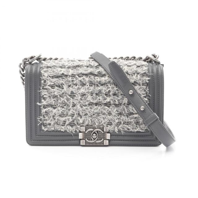 シャネル CHANEL ボーイシャネル ショルダーバッグ バッグ ファブリック レザー レディース グレー系 A67086 【中古】