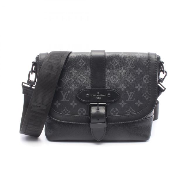 ルイ・ヴィトン LOUIS VUITTON ソミュール メッセンジャー ショルダーバッグ バッグ PVCコーティングキャンバス レザー モノグラム・エクリプス メンズ ブラック系 M45911 【中古】