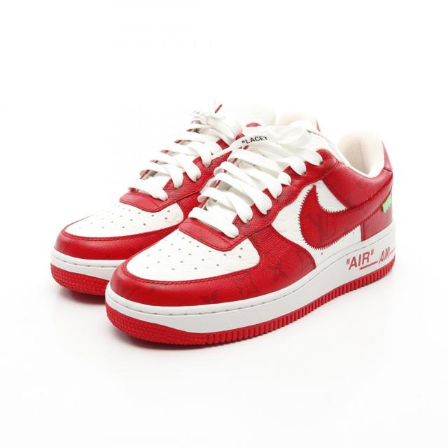 ルイ・ヴィトン LOUIS VUITTON LOUIS VUITTON × Nike Air Force1 Low モノグラム スニーカー 靴 レザー レディース ホワイト系 / レッド系 【中古】