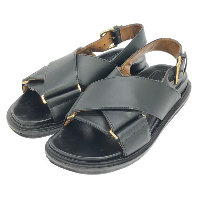 マルニ MARNI サンダル ブラック レザー FBMS005201 サンダル 靴 レザー レディース ブラック系 【中古】