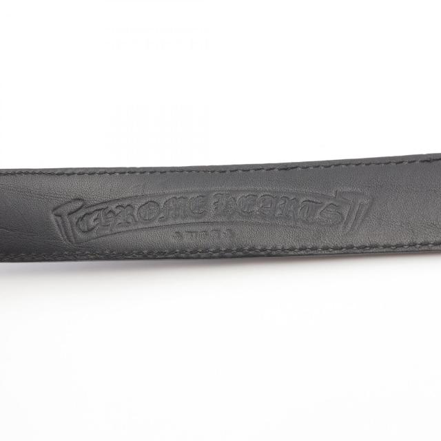 クロムハーツ CHROME HEARTS 1.0STRAP 1inchスクロールレーベルリベッツ BUCKL MIL FLERKNEE シングルミリタリーフレアニー ベルト 衣料品 レザー メンズ ブラック系 【中古】