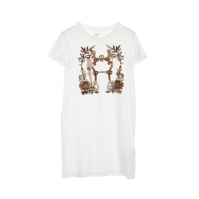 エルメス HERMES Della Cavalleria Tシャツ ワンピース 衣料品 トップス コットン レディース ホワイト系 4E4530DA 【中古】