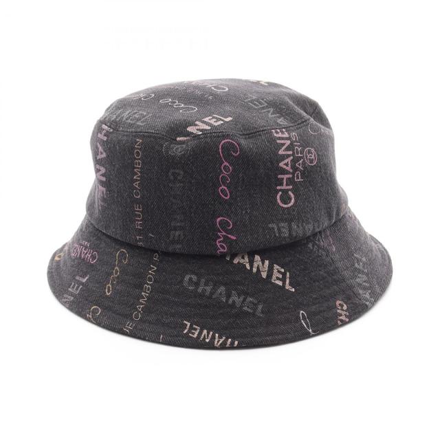 シャネル CHANEL クラッシャーデニムバケット ハット 帽子 コットン レディース ブラック系 【中古】