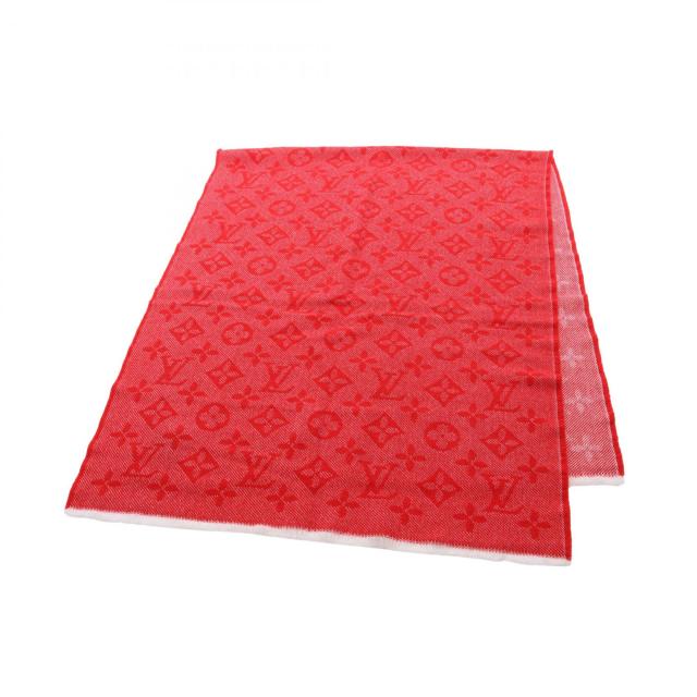 ルイ・ヴィトン LOUIS VUITTON エシャルプ モノグラム コージー マフラー 衣料品 ウール レディース レッド系 【中古】