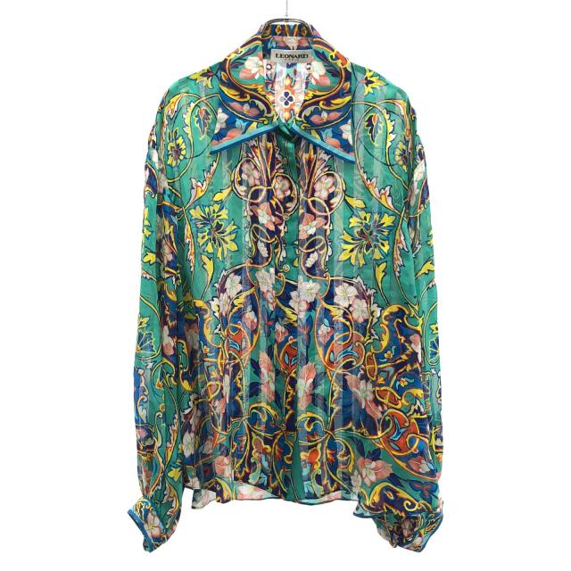 レオナール LEONARD ブラウス ブラウス 衣料品 トップス シルク レディース グリーン系 【中古】