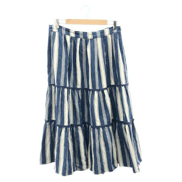 ウィークエンド マックスマーラ WEEK END Max Mara ストライプ リネン ロングスカート ブルー オフホワイト ロングスカート 衣料品 ボトムス レディース ブルー系 【中古】