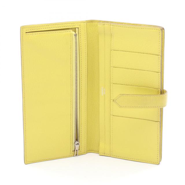 エルメス HERMES ベアンスフレ ライム 二つ折り長財布 財布 シェーブル