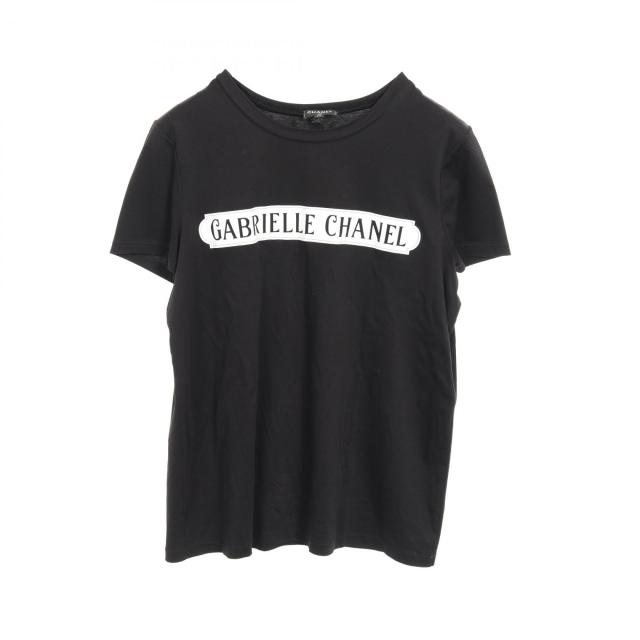 シャネル CHANEL ガブリエル フロッキープリント ココマークボタン カットソー 衣料品 トップス コットン レディース ブラック系 P57359K07506 【中古】