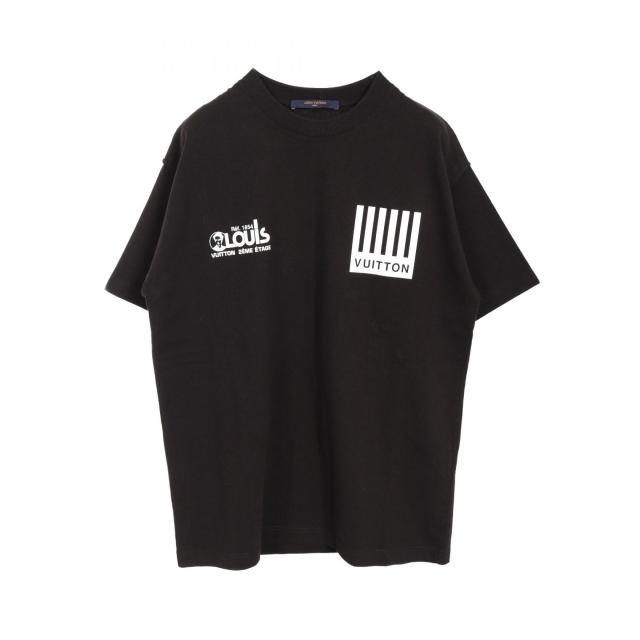 ルイ・ヴィトン LOUIS VUITTON バックフラワープリント カットソー 衣料品 トップス コットン メンズ ブラック系 / マルチカラー 【中古】